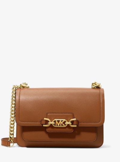 Heather Large Leather Shoulder Bag in LUGGAGE | Michael Kors