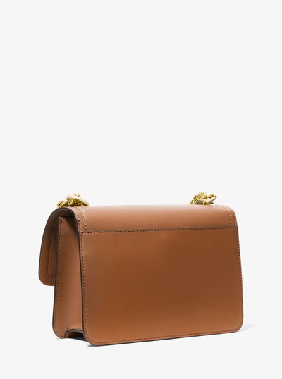 Heather Large Leather Shoulder Bag in LUGGAGE | Michael Kors