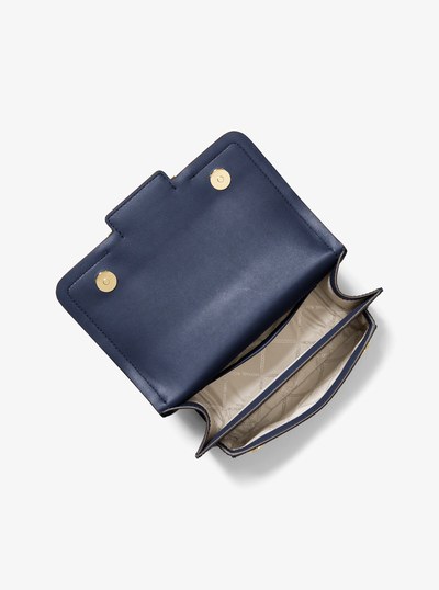 Heather Large Leather Shoulder Bag in NAVY | Michael Kors