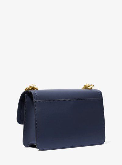 Heather Large Leather Shoulder Bag in NAVY | Michael Kors