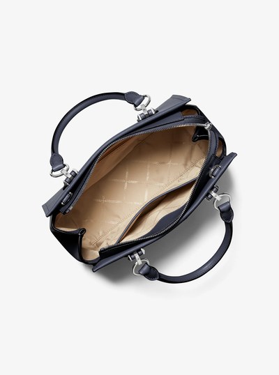 Marilyn Medium Saffiano Leather Satchel in NAVY | Michael Kors