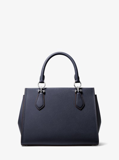 Marilyn Medium Saffiano Leather Satchel in NAVY | Michael Kors