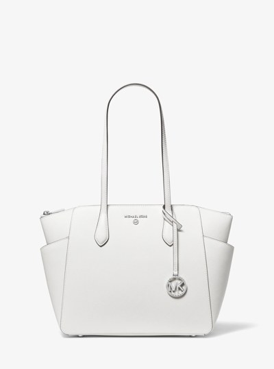 Marilyn Medium Saffiano Leather Tote Bag in OPTIC WHITE | Michael Kors
