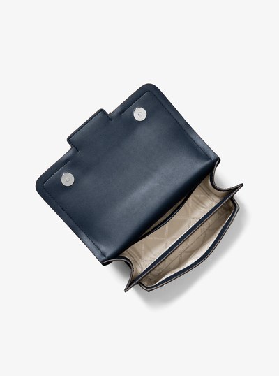 Heather Large Leather Shoulder Bag in NAVY | Michael Kors