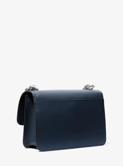 Heather Large Leather Shoulder Bag in NAVY | Michael Kors