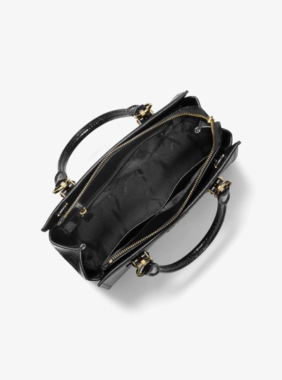Marilyn Medium Saffiano Leather Satchel in BLACK | Michael Kors