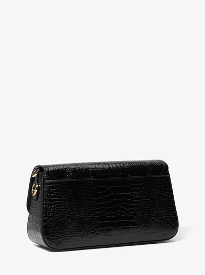 Parker Medium Crocodile Embossed Leather Shoulder Bag in BLACK | Michael Kors
