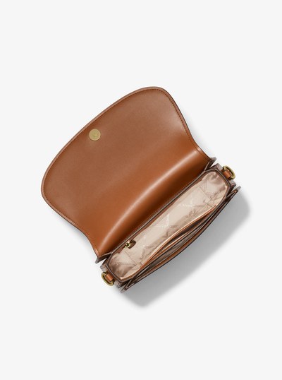 Mila Medium Leather Messenger Bag in LUGGAGE | Michael Kors