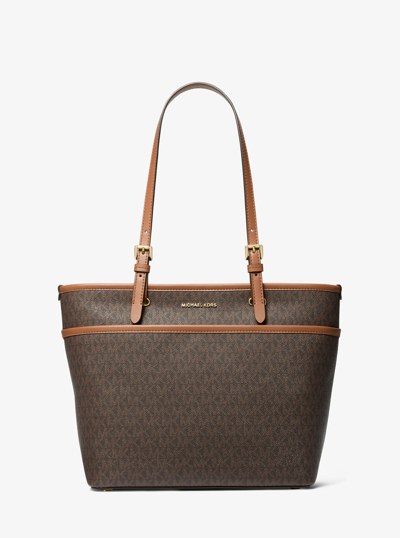 Winston Medium Signature Logo Pocket Tote Bag in BRN/ACORN | Michael Kors