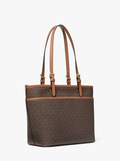 Winston Medium Signature Logo Pocket Tote Bag in BRN/ACORN | Michael Kors