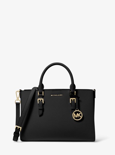 Bolso satchel Sally 2 en 1 mediano de cuero saffiano con logotipo in NEGRO | Michael Kors