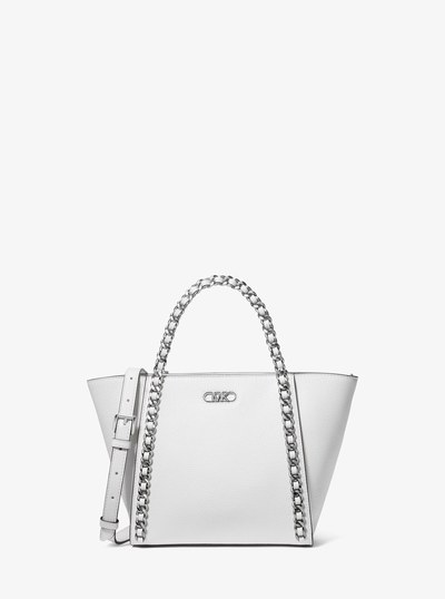 Westley Small Pebbled Leather Chain-Link Tote Bag in OPTIC WHITE | Michael Kors