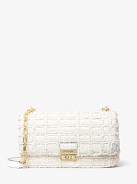 Tribeca Large Frayed Denim Shoulder Bag