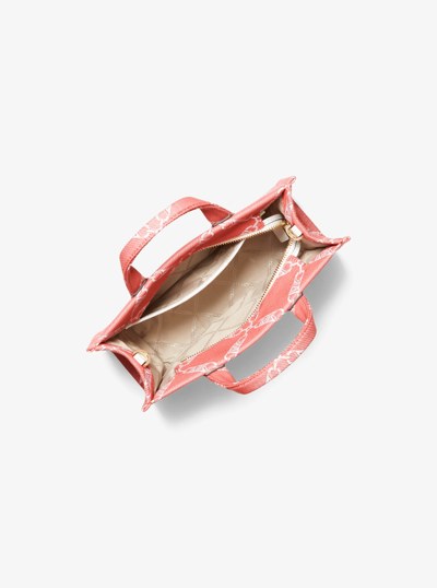Gigi Small Empire Logo Jacquard Messenger Bag in SPICED CORAL | Michael Kors