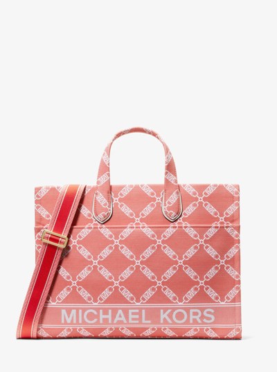 Gigi Large Empire Logo Jacquard Tote Bag in SPICED CORAL | Michael Kors