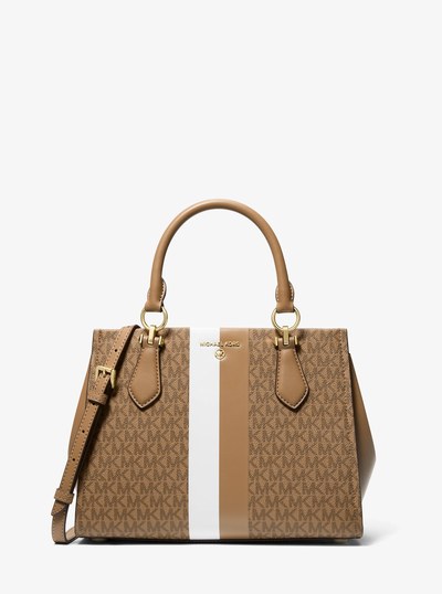 Marilyn Medium Logo Stripe Satchel