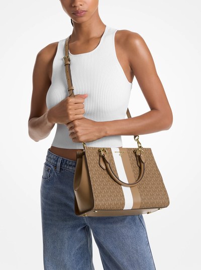 Marilyn Medium Logo Stripe Satchel