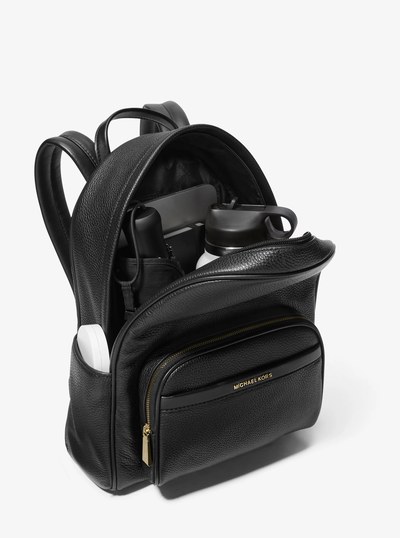 Bex Medium Pebbled Leather Backpack in BLACK | Michael Kors