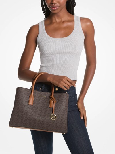 Ruthie Large Signature Logo Satchel in BRN/ACORN | Michael Kors