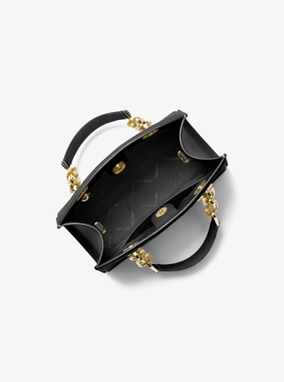 Cynthia Small Leather Satchel in BLACK | Michael Kors