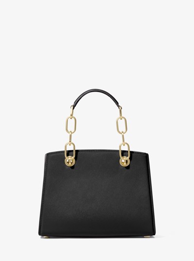 Cynthia Small Leather Satchel in BLACK | Michael Kors