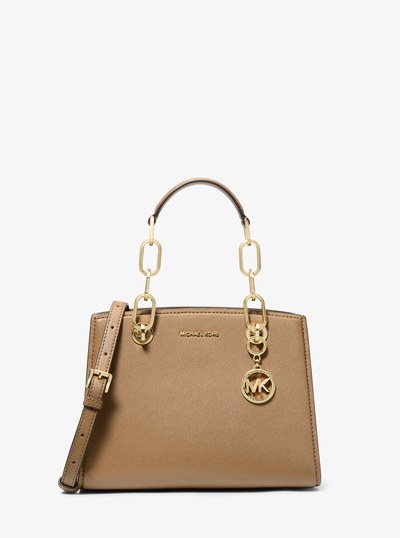 Cynthia Small Leather Satchel in HUSK | Michael Kors