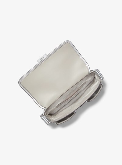 Colby Medium Metallic Leather Shoulder Bag in SILVER | Michael Kors