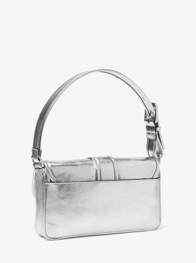 Colby Medium Metallic Leather Shoulder Bag in SILVER | Michael Kors