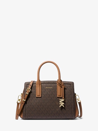 Laila Small Signature Logo Satchel in BRN/ACORN | Michael Kors