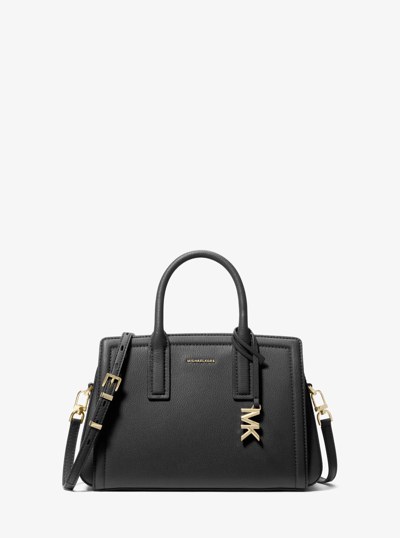 Laila Small Pebbled Leather Satchel in BLACK | Michael Kors