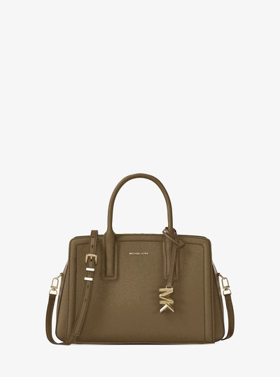 Laila Small Pebbled Leather Satchel in LODEN | Michael Kors