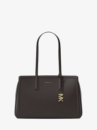 Laila Medium Leather Tote Bag in CHOCOLATE | Michael Kors