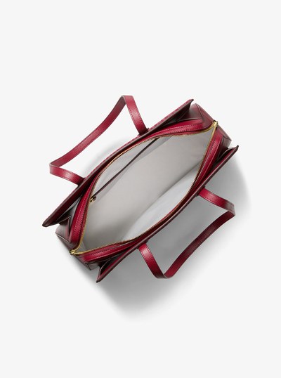 Laila Medium Signature Logo Tote Bag in DEEP RED | Michael Kors