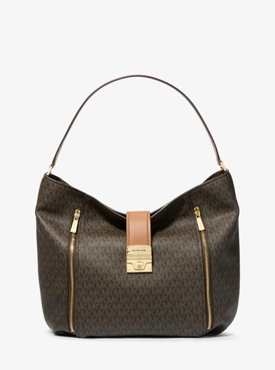 Addie Large Signature Logo Shoulder Bag in BRN/ACORN | Michael Kors