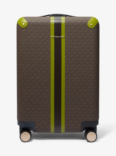 Striped Signature Logo Suitcase in MEADOW GREEN | Michael Kors