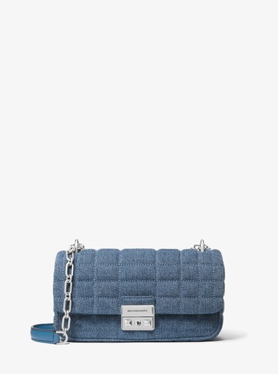 Tribeca Small Quilted Denim Shoulder Bag in UNION WASH | Michael Kors