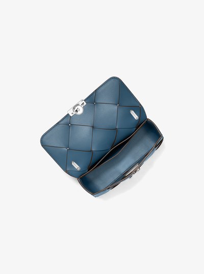 Tribeca Small Woven Leather Shoulder Bag in DK CHAMBRAY | Michael Kors