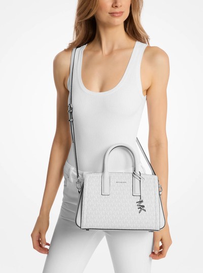Laila Small Signature Logo Satchel in OPT/ALLUM | Michael Kors