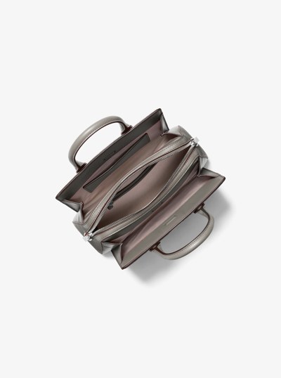 Laila Small Signature Logo Satchel in HEATHER GREY | Michael Kors