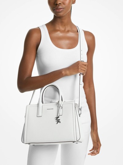 Laila Medium Leather Satchel in OPTIC WHITE | Michael Kors