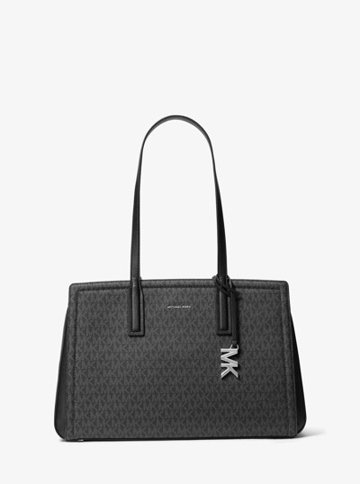 Laila Medium Signature Logo Tote Bag in BLACK | Michael Kors
