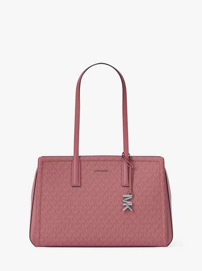 Laila Medium Signature Logo Tote Bag in ROSEWOOD | Michael Kors