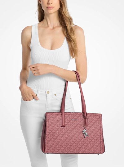 Laila Medium Signature Logo Tote Bag in ROSEWOOD | Michael Kors