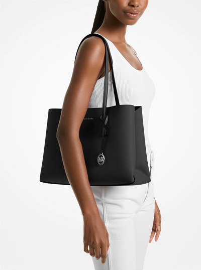 Ruthie Medium Saffiano Leather Tote Bag in BLACK | Michael Kors