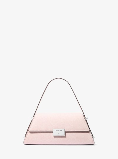 Lunar New Year Ludlow Medium Denim-Printed Leather Shoulder Bag in ROSEWATER | Michael Kors