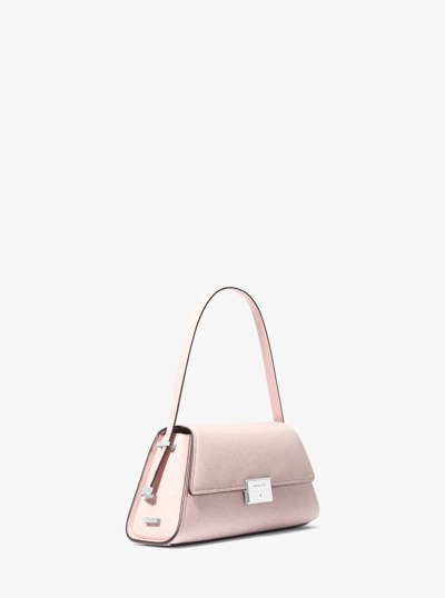 Lunar New Year Ludlow Medium Denim-Printed Leather Shoulder Bag in ROSEWATER | Michael Kors