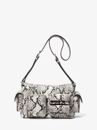 Dakota Medium Snake Embossed Leather Shoulder Bag in ALUMINUM | Michael Kors