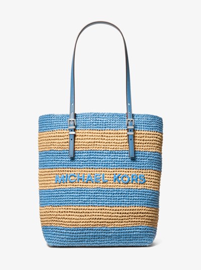 Quinn Large Hand-Crocheted Straw Tote Bag in CHAMBRAY | Michael Kors