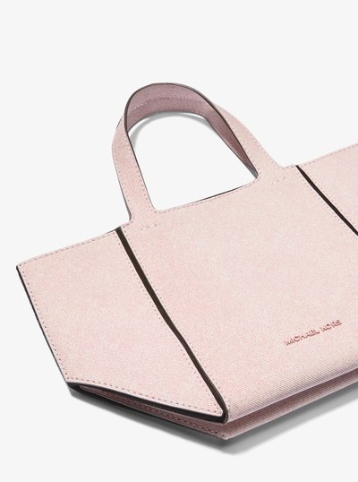 Lunar New Year Jordi Small Denim-Printed Leather Tote Bag in ROSEWATER | Michael Kors