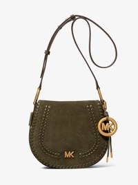 Bolso Josie tipo bandolera mediano de gamuza con costura ribeteada
